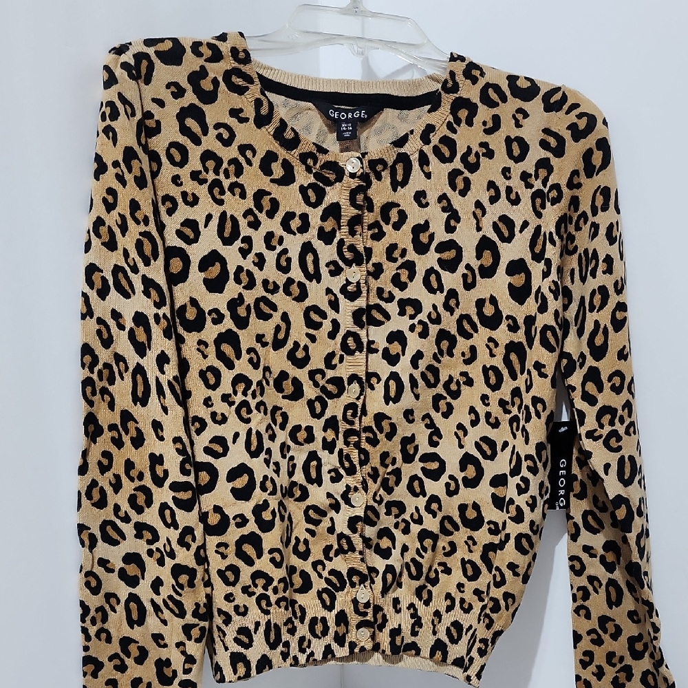 George Animal Print Button-Up Cardigan